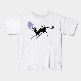 Creepy Cute Black Cat Monster With Ghost And Skull Art Kids T-Shirt